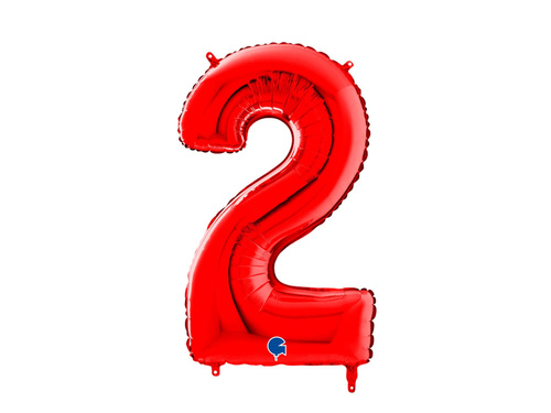 Balon din folie numărul 2 roșu - 66 cm - 1 buc.