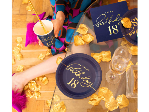 Farfurii pentru a 18-a aniversare albastru marin - 18 cm - 6 buc.