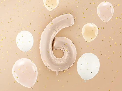 Balon din folie numărul 6 bej închis - 72 cm - 1 buc.