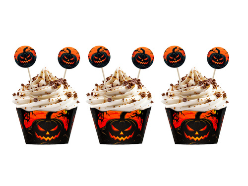 Set decorațiuni pentru cupcake dovleac întunecat - 12 buc.