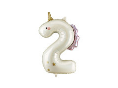 Balon cu folie Unicorn numărul 2 - 93 cm - 1 buc.