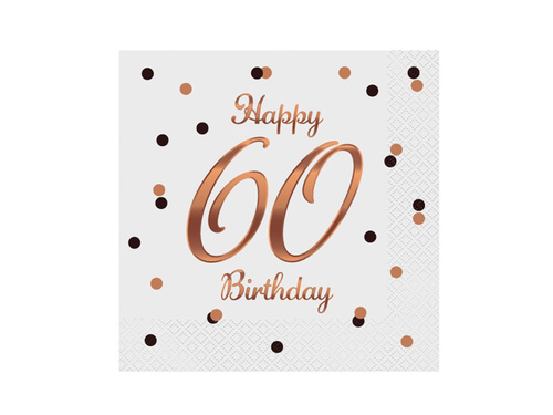 Șervețele albe pentru petrecerea celei de-a șaizecea aniversări - 33 cm - 20 buc.