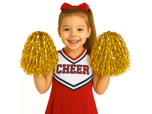 Pompoane aurii metalice pentru majorete - 2 buc.