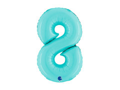 Balon din folie numărul 8 albastru pastel - 14" - 1 buc.