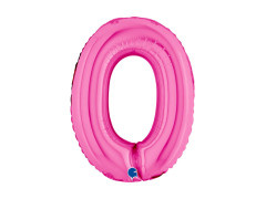 Balon din folie numărul 0 fuchsia - 14" - 1 buc.