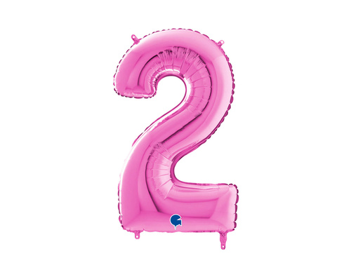 Balon de folie fucsia cu numărul 2 - 66 cm - 1 buc.