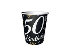 Cupe aniversare 50 de ani negru - 250 ml - 6 buc.