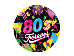 80's Forever farfurii de hârtie - 23 cm - 6 buc.