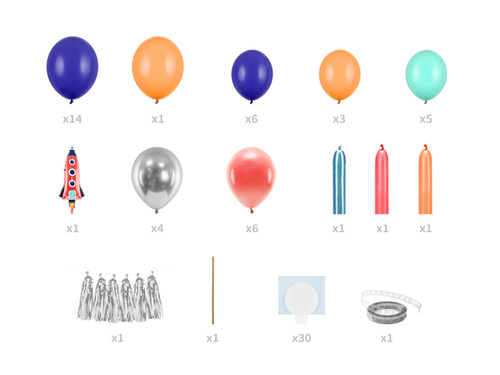 Buchet de baloane din folie Rocket - 76 buc.