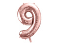 Balon din folie numărul 9 roz auriu - 86 cm - 1 buc.