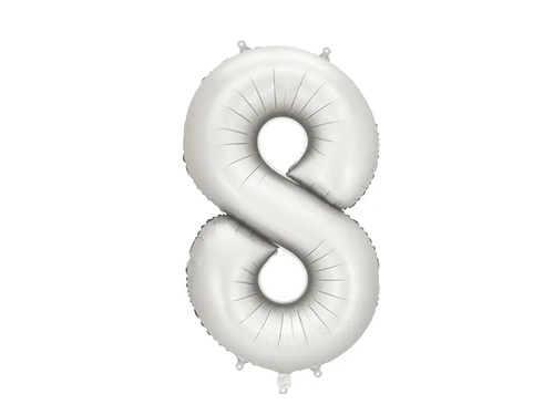 Balon din folie argintiu numărul 8 - 86 cm - 1 buc.