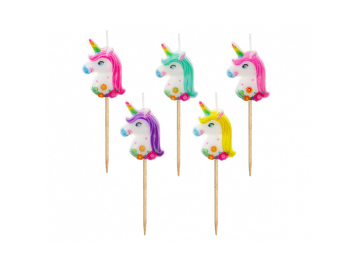 Lumânări picnic unicorn - 5 buc.