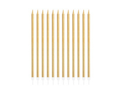 Lumânări aniversare de aur - 13,5 cm - 12 buc.