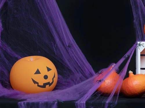 Pânză de păianjen violet cu păianjeni pentru Halloween - 60 g - 1 op.