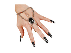 Brățară gotică cu lanț și medalion negru