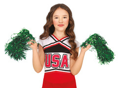 Pompoane verzi pentru majorete - 2 buc.