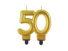 Lumânare metalică aurie aniversare 50 de ani - 1 buc.