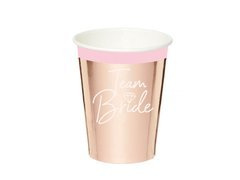 Pahare de hârtie Team Bride roz auriu - 250 ml - 8 buc.