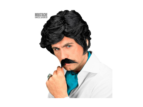 Peruca Playboy neagră cu mustață