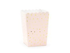 Cutii de popcorn roz deschis cu puncte aurii - 6 buc.