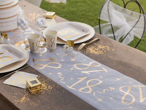 Suport de masă imprimat pentru aniversarea a 18 ani - 30 cm x 5 m - 1 buc.