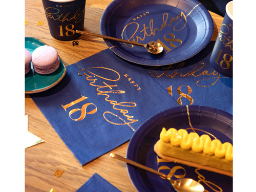 Șervețele pentru a 18-a aniversare albastru marin - 33 cm - 10 buc.
