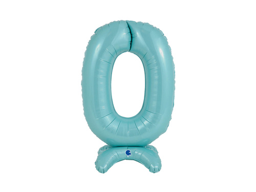 Balon din folie în picioare numărul 0 albastru pastel - 64 cm - 1 buc.