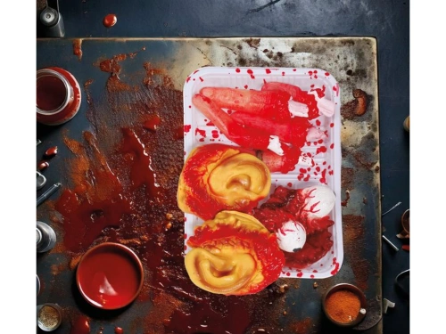 Tavă cu părți ale corpului