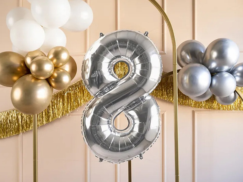 Balon din folie numărul 8 argintiu - 72 cm - 1 buc.