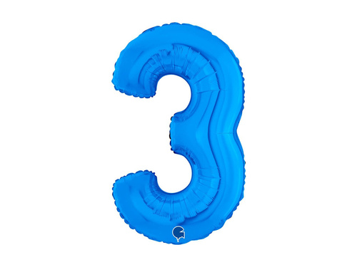 Balon din folie numărul 3 albastru - 26" - 1 buc.