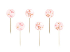 Ursuleți de pluș roz cu baloane - 7 cm - 6 buc.