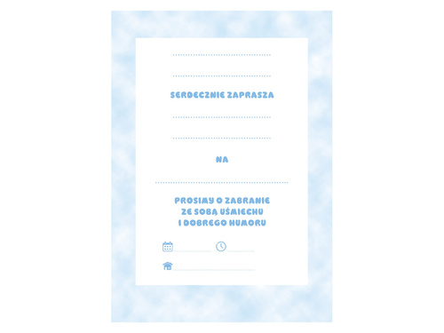 Ursuleți albaștri cu baloane invitații - 6 buc.