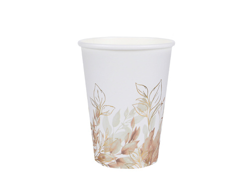 Pahare de hârtie cu frunze maro - 270 ml - 10 buc.