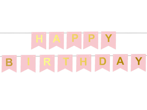 Drapel roz cu inscripția La mulți ani - 190 cm - 1 buc.