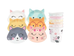 Set de hârtie Cats - pahare+prosoape - 12 buc.