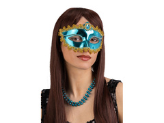 Mască de carnaval turcoaz cu cristal