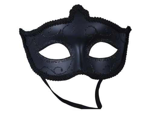 Mască de carnaval neagră cu sclipici - 1 buc.