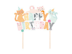 Happy Birthday Cats topper - 14.5 cm - 1 buc.