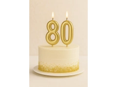Lumânări numerice aurii - 80 - 2 buc.