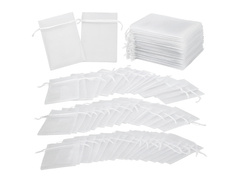 Pungi din organza pentru invitați - alb, simplu - 8,5 x 12 cm - 100 buc.