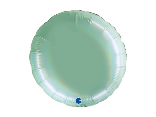 Balon rotund din folie turcoaz holografic - 30" - 1 buc.