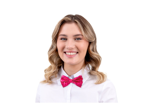 Papion roz cu paiete - 7 x 12 cm - 1 buc.