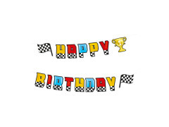 Fericit ziua de naștere Races banner - 220x17cm - 1 buc.