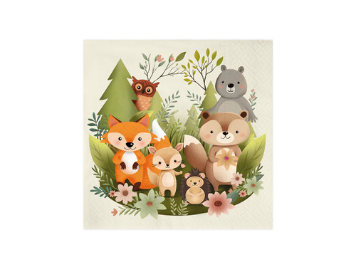 Șervețele aniversare Forest Friends - 33 cm - 10 buc.