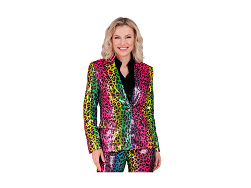 Party Fashion jachetă de petrecere - paiete curcubeu cu imprimeu leopard