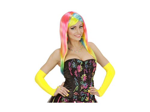 Neon galben satin mănuși fără degete 43 cm