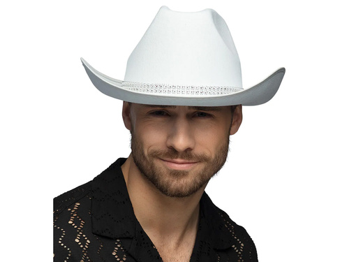 Pălărie de cowboy cu zirconii albe - 1 buc.