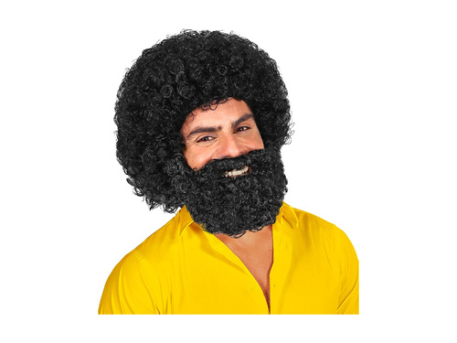 Peruca neagră Jerome cu barbă