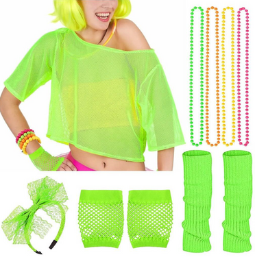 Set disco 80s verde neon