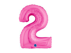 Balon din folie numărul 2 fuchsia - 14" - 1 buc.